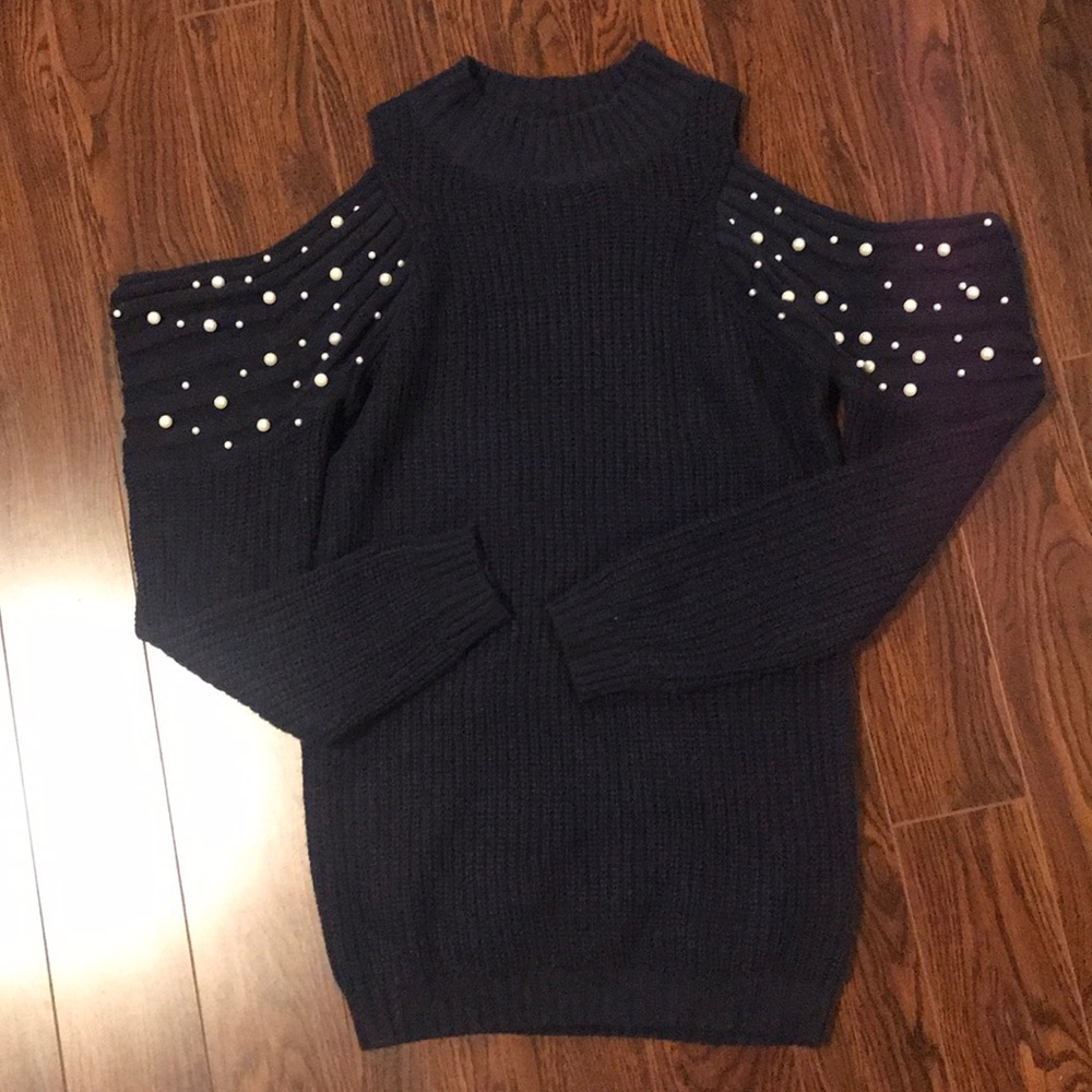 Navy off the shoulders mini winter dress